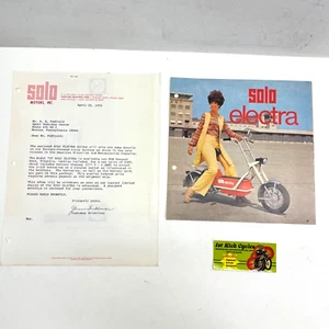 VINTAGE 1976 SOLO ELECTRA MOTOR SCOOTER DEALER LETTER & BROCHURE - Picture 1 of 3