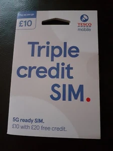 Carte SIM TESCO 02 - Pay as you go - Triple crédit sim - 5G ready - Photo 1 sur 2