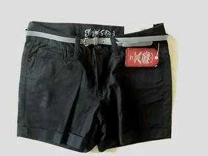 Pantaloncini donna con cintura Faded Glory neri taglia 4 - Foto 1 di 3