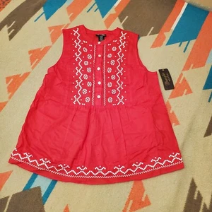 Wrangler Retro Red & White Sleeveless Tank Top Embroidered Shirt Western M, NWT - Picture 1 of 9