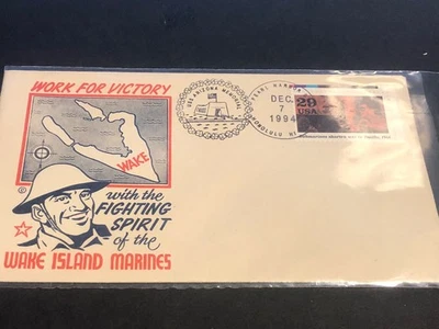 1994 Pearl Harbor Attack Anniversary WAKE ISLAND MARINES Special Cover USED K55 - Image 1 of 4