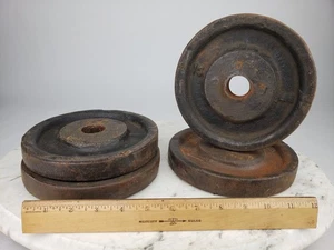 4x Vintage 10 Pfund Langhantel Standard Hantelscheiben 7-3/8" - nicht markiert - Bild 1 von 10