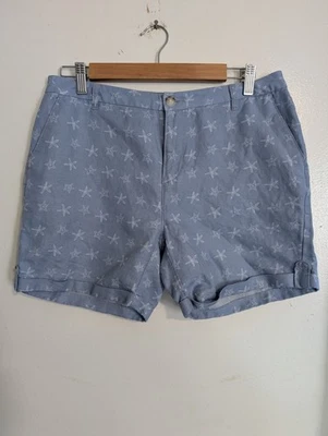 Pantalones Cortos Le Tigre Azul Blanco Estampado Estrella de Mar Mezcla de Lino Talla 6 Foto 1 de 4