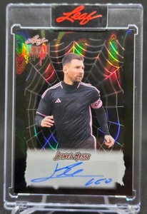 LIONEL LEO MESSI 2025 LEAF METAL HALLOWEEN SPIDER WEB AUTO 1/1 NICE! - Picture 1 of 2