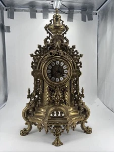 French Louis XIV Style Gilt Mantel Clock by German FHS Hermle UNTESTED - Picture 1 of 8