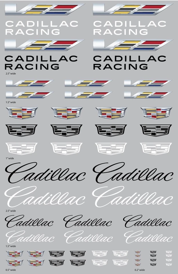 Hoja de calcomanías de transferencia de logotipos de carreras de Cadillac Foto 1 de 1