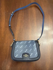 Coach Georgie Saddle Bag With Horse And Carriage Dot Print - Blue - C4059 - Picture 1 of 10
