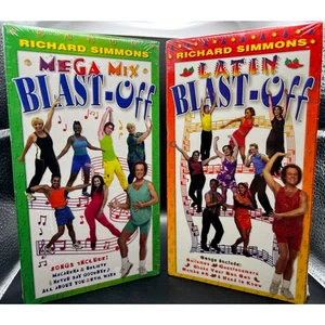 2 Richard Simmons Latin Blast Off And Mega Mix Blast Off Workout Exercise VHS VG - Picture 1 of 4