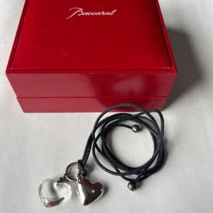 Collana girocollo doppia argento trasparente cuore ciondolo cristallo Baccara... - Foto 1 di 4
