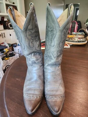 J. CHISHOLM Men's Drover Series Gray Leather COWBOY BOOTS Made in USA Size 9.5 D - Image 1 of 4