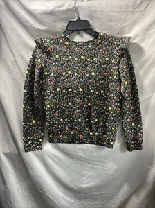 Polo Ralph Lauren XL/TG 16 Floral Ruffled Fleece Sweatshirt Pullover Green/Blue - Picture 1 of 6