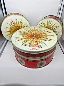 4er Set Vintage MCM Weihnachtsdosen Starburst Design 60er Jahre 7”,8”,10” - Bild 1 von 4
