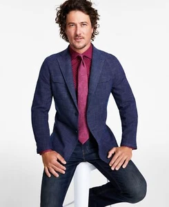 Tallia Men’s Slim-Fit Raglan Sport Coat, Blue/Gray, 42R - Picture 1 of 1
