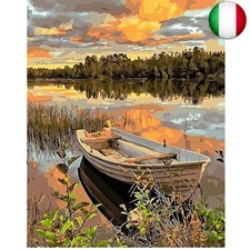 Herize Dipingere con i Numeri Adulti DIY Dipinto ad Olio Barca sul Fiume su