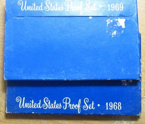 2 Set LOT of 1968 & 1969 U.S. Proof Sets in  ORIGINAL Mint Boxes Cover