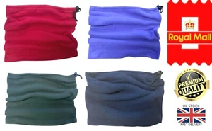 New Unisex Drawstring Thermal Polar Fleece Neck Warmer Snood Scarf Ski Mask - Picture 1 of 7