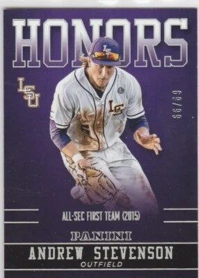 ANDREW STEVENSON 2015 LSU COLLEGIATE HONORS SILVER PARALLEL SERIAL #'D /99 - Image 1 of 2