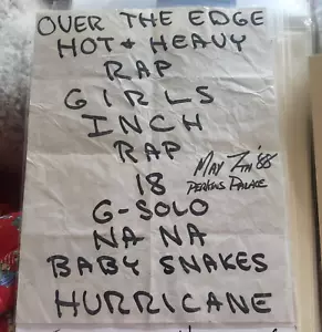 Lista de conciertos de rock original entre bastidores Hurricane 7 de mayo de 1988 Perkins Palace - Imagen 1 de 2