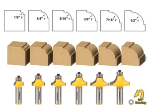 6 Bit Round Over Edge Forming Router Bit Set - 1/2" Shank - Yonico 13621 - Picture 1 of 1