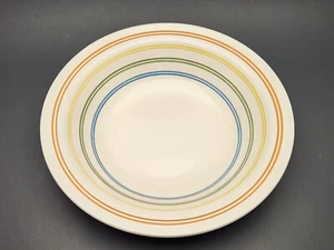 Mount Clements Pottery Rainbow/Multi Color Bands 9 3/4" Stripe Bowls Set of 2 - Picture 1 of 24