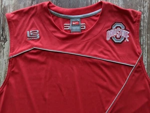 Ohio State L LeBron James Nike ELITE Fit Dry Warm-up Shirt Red Sleeveless Men - Picture 1 of 9