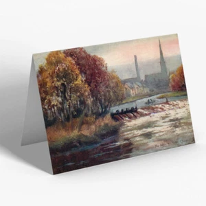 GREETING CARD - Vintage Lancashire - The Weir & Parish Church, Warrington - Picture 1 of 1