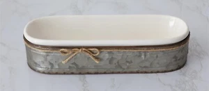 Bathroom Tray in Galvanized Caddy 2-piece set 10"L 3.5"W Sink top accessory tray - Picture 1 of 1