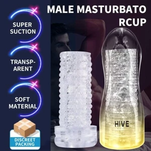 Transparent Male Masturbator Cup Masturbation Vagina Oral Sleeve Stroker - Picture 1 of 9