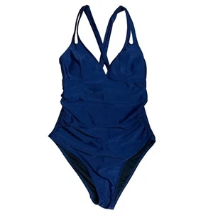 NWT Cupshe One Piece Swimsuit Navy Blue Size Medium - Picture 1 of 3