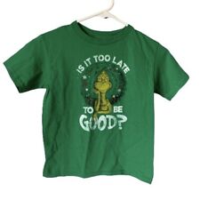 Dr. Seuss The Grinch "Is it too late to be good? " Christmas Shirt Sz 4T