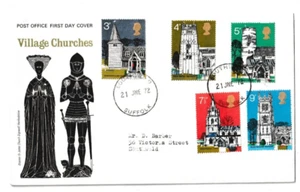 21/6/1972 UK GB FDC - Village Churches - Brasses - St John's - Southwold CDS P/M - Picture 1 of 2