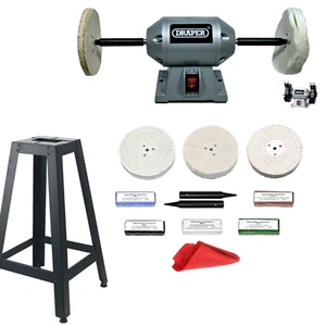 250W Draper Metal Polishing Machine Grinder & Polishing Kit 6 x 1/2" + Stand - Picture 1 of 12