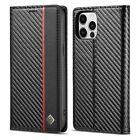 For Iphone 15 Pro Max 14 13 12 11 7 8 Magnetic Carbon Fiber Leather Wallet Case