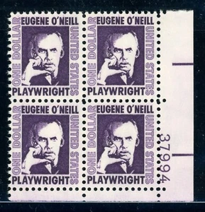 US Stamp #1294a Eugene O'Neill $1 - Plate Block of 4 - MNH - TAGGED - CV $7.25 - Picture 1 of 2