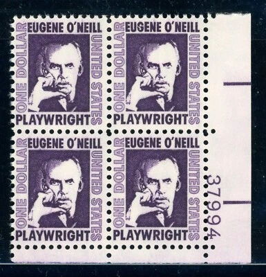 US Stamp #1294a Eugene O'Neill $1 - Plate Block of 4 - MNH - TAGGED - CV $7.25 - Image 1 of 2