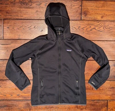 Sudadera con capucha Patagonia Tech Fleece para mujer cremallera completa negra talla grande 25940 logotipo MOAT Foto 1 de 4