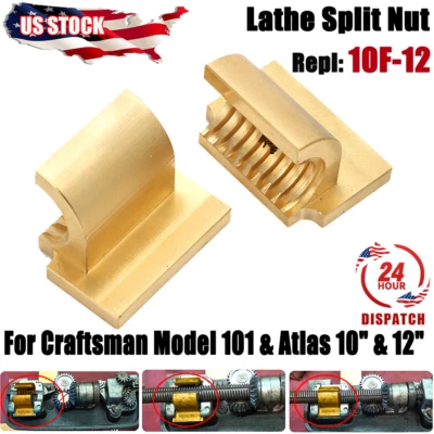 Tuerca dividida de torno de latón para Craftsman modelo 101 y Atlas 10" y 12" reemplazar 10F-12 Foto 1 de 4