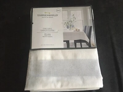 Threshold Oblong 60 x 84 Tablecloth Silver White Stripe Target Christmas Target - Image 1 of 4