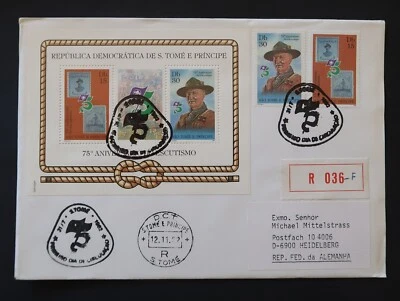St Thomas Sao Tome & Principe 1982 Baden Powell Boy Scouts Scouting RARE reg FDC - Image 1 of 2