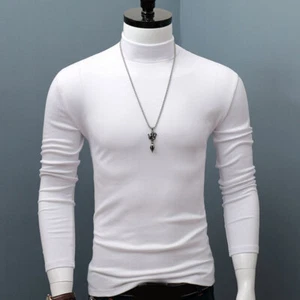 Mens Mock Turtle Neck Sweater Top T-Shirt Shirt Tee Extra Soft Winter Warm New✔ - Picture 1 of 28