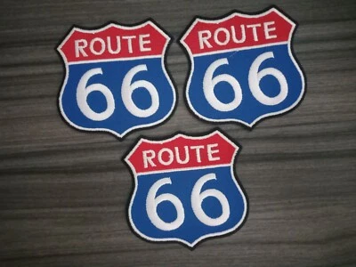 3 pcs ROUTE 66 iron on Patch Embroidered or Sew on Shirt Jeans Hat Bag Cloth - Image 1 of 4
