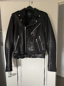 Amiri Black Leather Biker Jacket | Brand New | Size 48/ Medium | - Picture 1 of 8