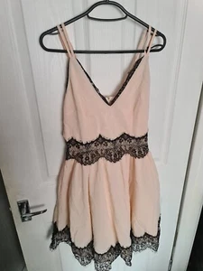 Missguided Black Lace Nude baby pink dress with tulle underlayers size 8 - Picture 1 of 2