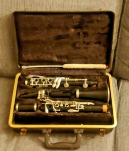 Vintage schwarz silber selten funktionierende Klarinette mit Etui Musikinstrument funktioniert - Bild 1 von 9