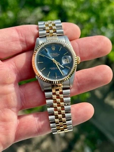 1995 Rolex Datejust 16233 Blue Dial 36mm w/ Rolex Box & Booklets - No Papers - Picture 1 of 12