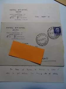 LETTERA VIAGGIATA DA HOTEL BRISTOL A ZARA A NAPOLI 1934-FRANCOBOLLO CENT 50 - Picture 1 of 2