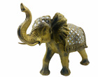 31cm Golden Resin Exotic Elephant Statue Lucky Ornaments Animal Home Decor