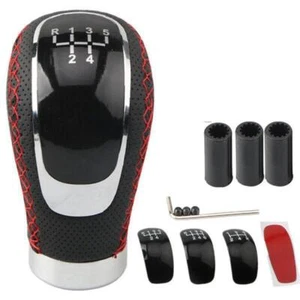 5/6 Speed Car Gear Shift Knob+3 Cap Cover Leather Manual Shifter Lever Universal - Picture 1 of 15
