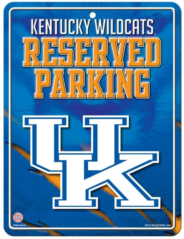 Letrero de estacionamiento reservado de metal Kentucky Wildcats [NUEVO] garaje en relieve en la pared de la NCAA Foto 1 de 1