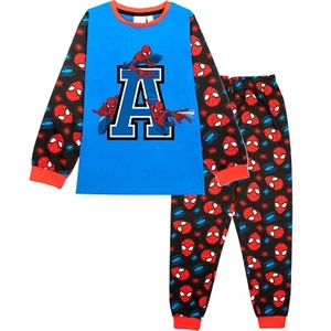 Marvel Spiderman Boys Pyjama Personalised Initial 100% Cotton Long Sleeve PJ Set - Picture 1 of 7